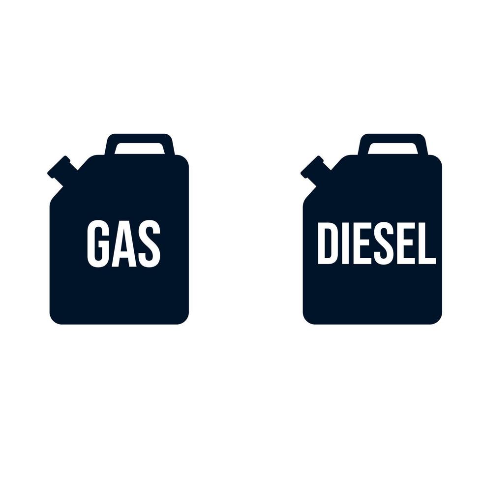 bensin burk märkt diesel, gas i svart. vektor illustration