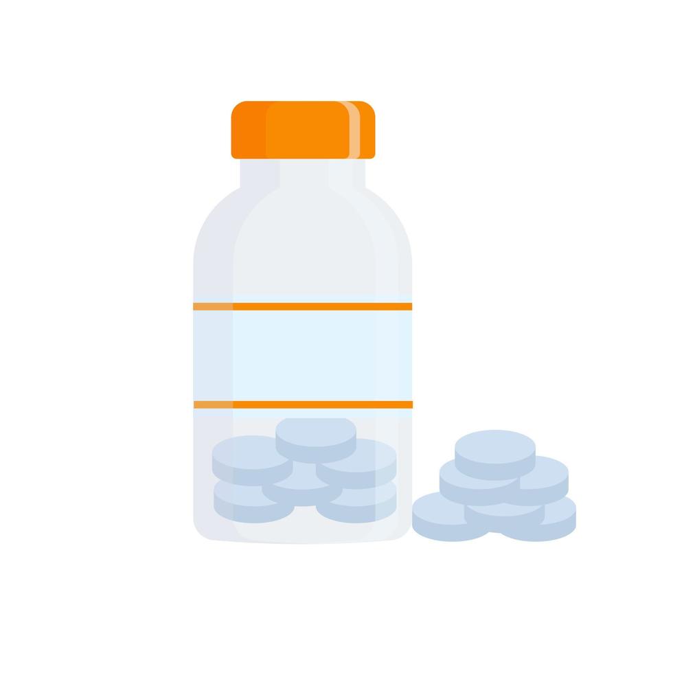 medicinsk flaska med piller. vektor platt illustration