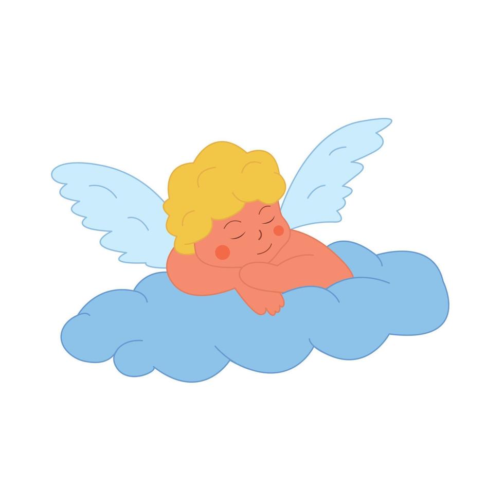 Amor, de blond ängel sovande på en cloudcupid, de blond ängel sovande på en moln vektor