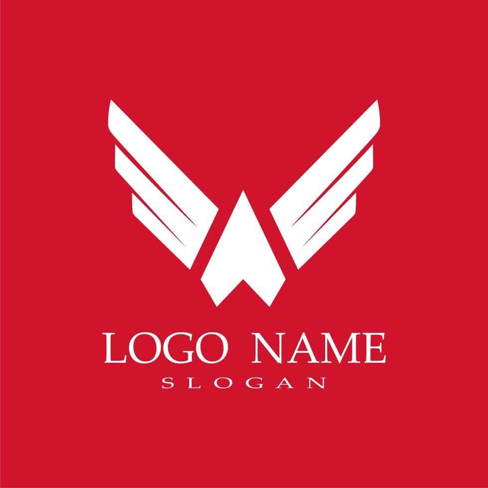 Logo mit Buchstaben eine Kombination aus Flügeln, rotem Hintergrund vektor