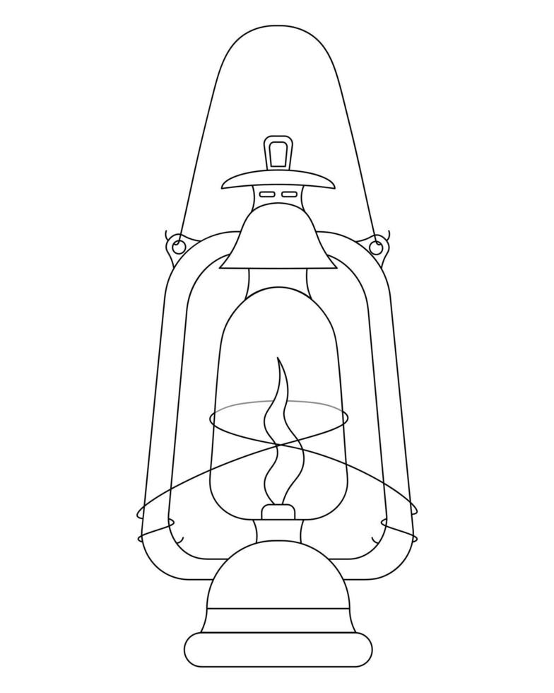 Lampe. Kerosinlampe. skizzieren. eine altmodische Lampe. Leuchte mit Feuer im Inneren. vektor