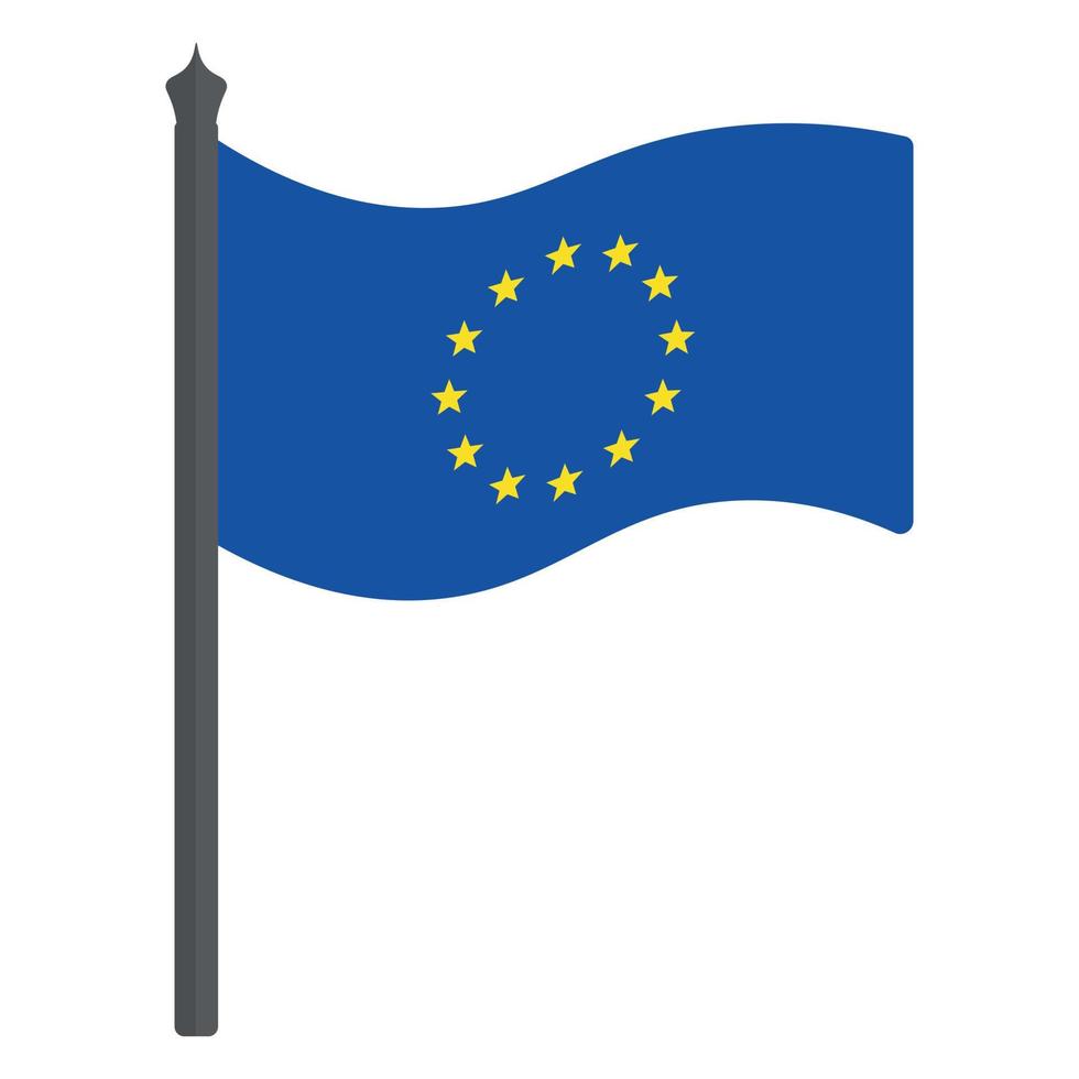 Flagge der Europäischen Union. die stoffleinwand ist mit zwölf sternen im kreis verziert. flacher Stil vektor