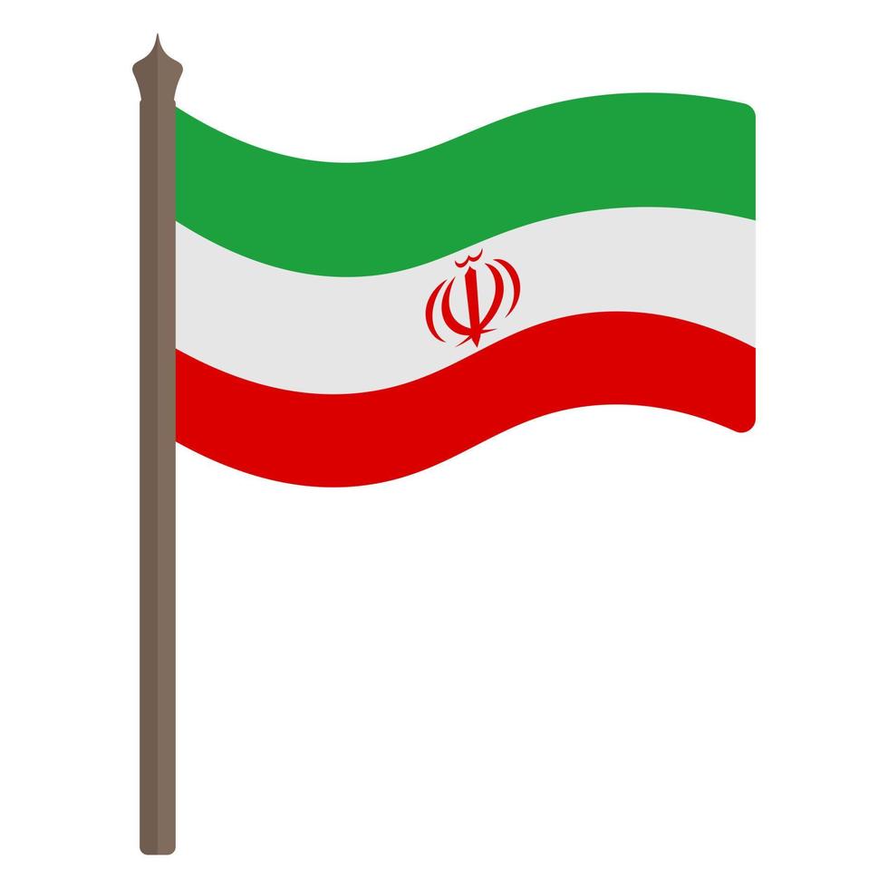 iranische Flagge. der stoff ist mit dem staatswappen der islamischen republik iran verziert. vektor