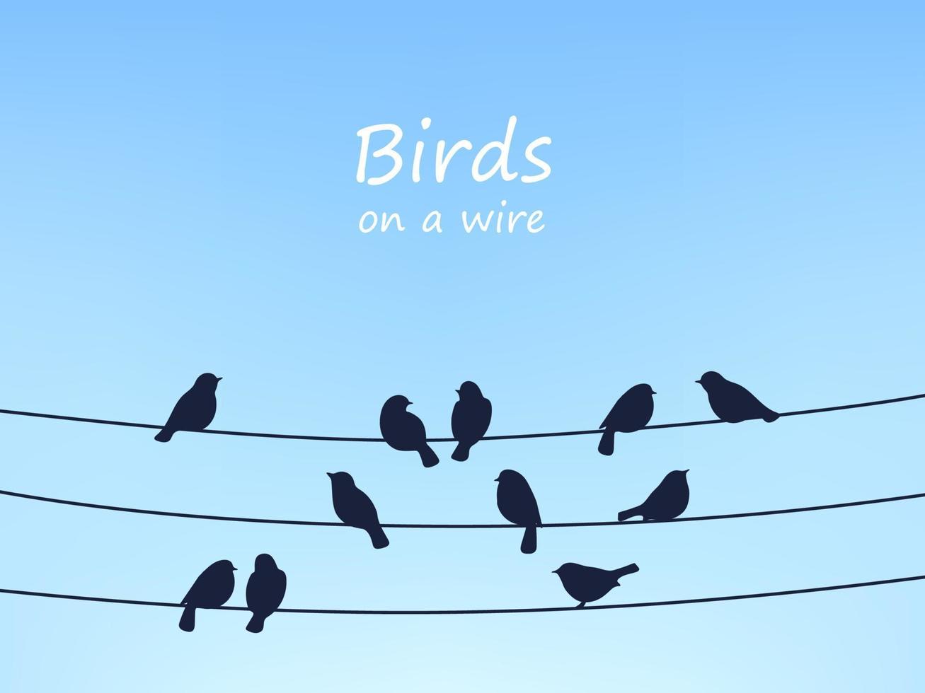 Spatzvögel strömen auf Stromleitungen und Drähte vektor