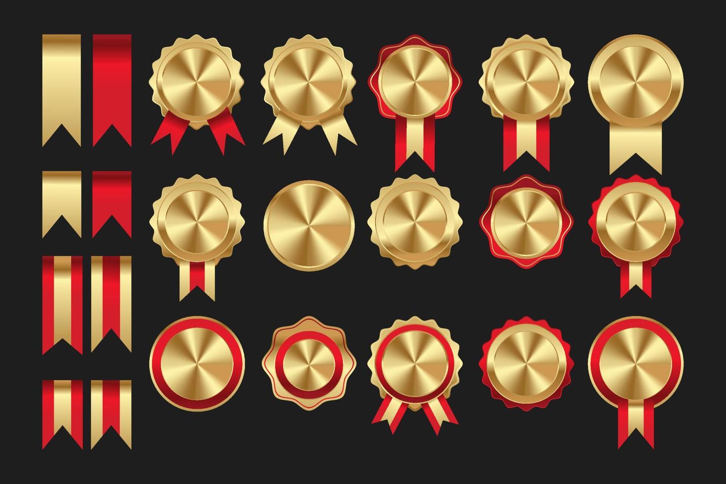 Premium-Medaillenabzeichen mit rotem Luxus-Goldkollektionsset vektor