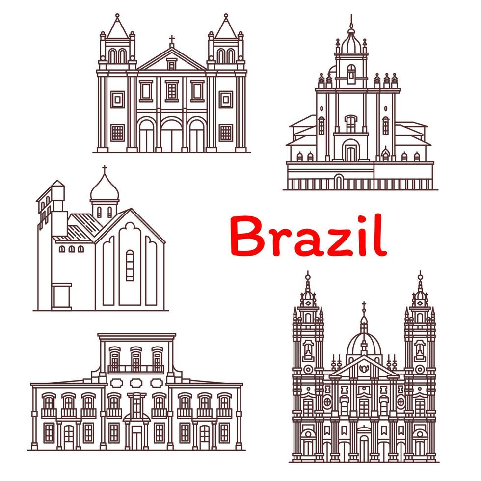 Brasilien landmärken vektor arkitektur ikoner