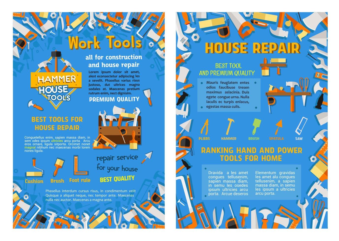 vektor arbete verktyg affisch för hus reparera