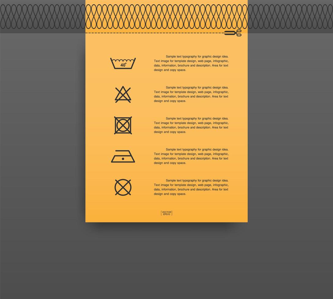 Tvättsymbol på etiketten för tvättvård och symboler vektor