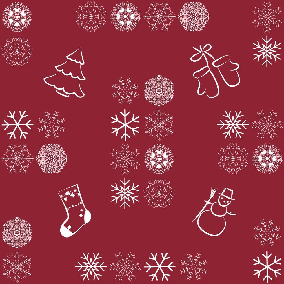 jul sömlös mönster på röd bakgrund. vektor illustration. eps10