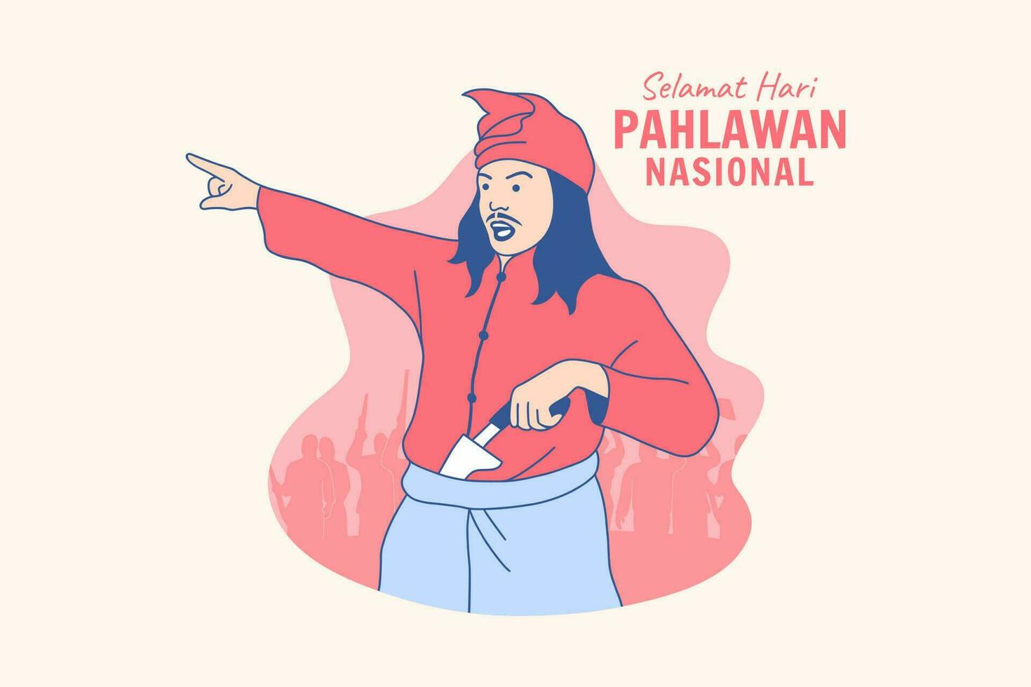 illustrationen indonesische helden für den indonesischen nationalheldentag hari pahlawan designkonzept vektor