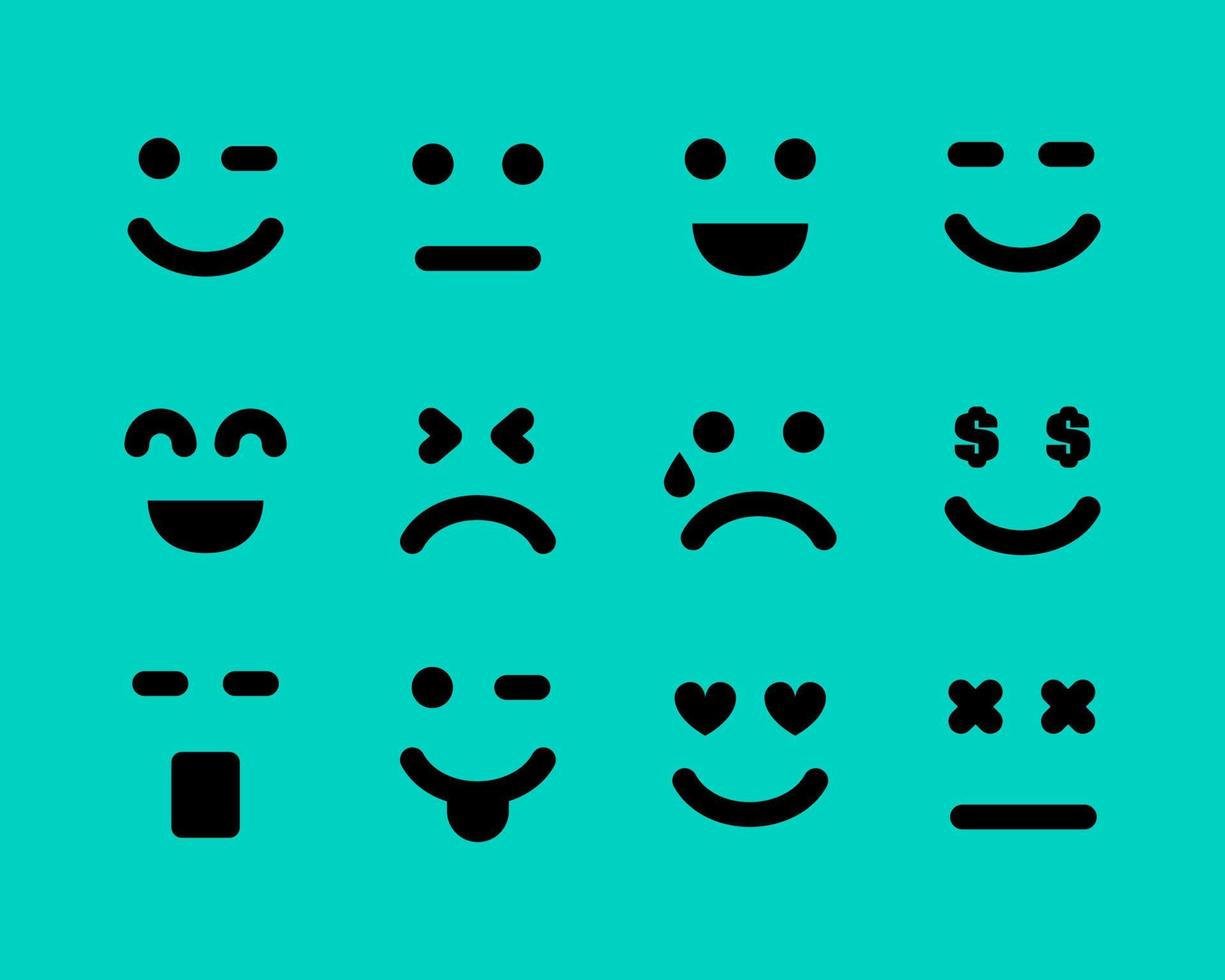 Cartoon-Gesichter mit Emotionen. Satz von zwölf verschiedenen Emoticons. Vektor-Illustration vektor
