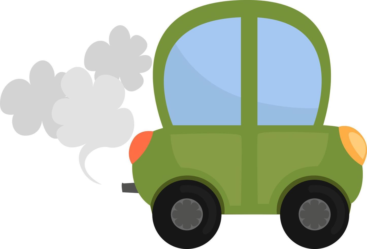 kleines grünes Auto, Illustration, Vektor auf weißem Hintergrund