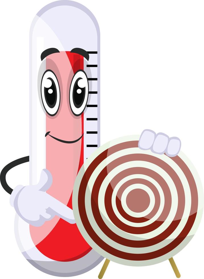 Thermometer mit Ziel, Illustration, Vektor auf weißem Hintergrund.