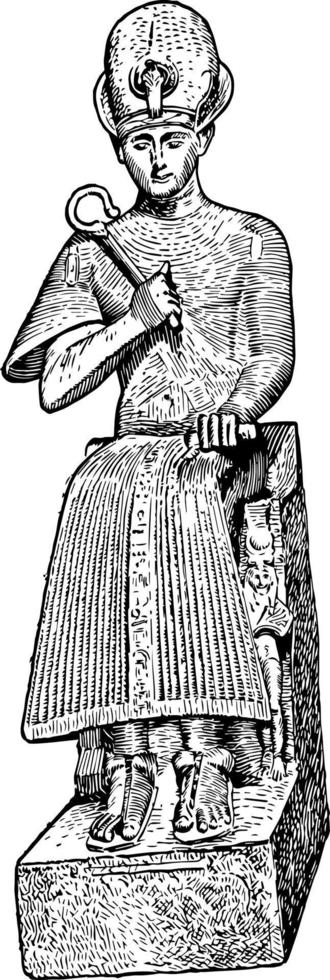 ramses ii sittande, årgång illustration. vektor