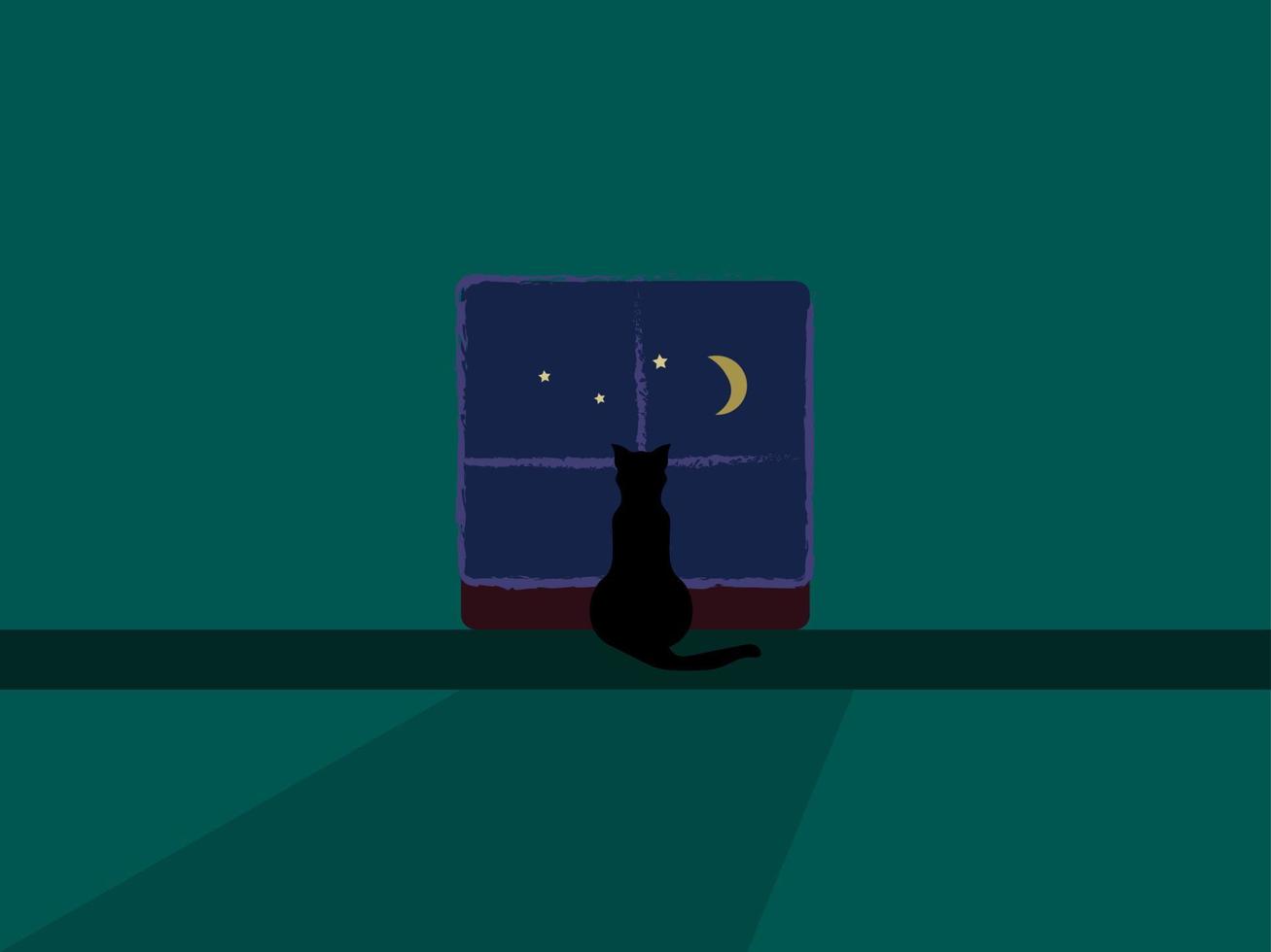 schwarze Katze, Illustration, Vektor auf weißem Hintergrund.