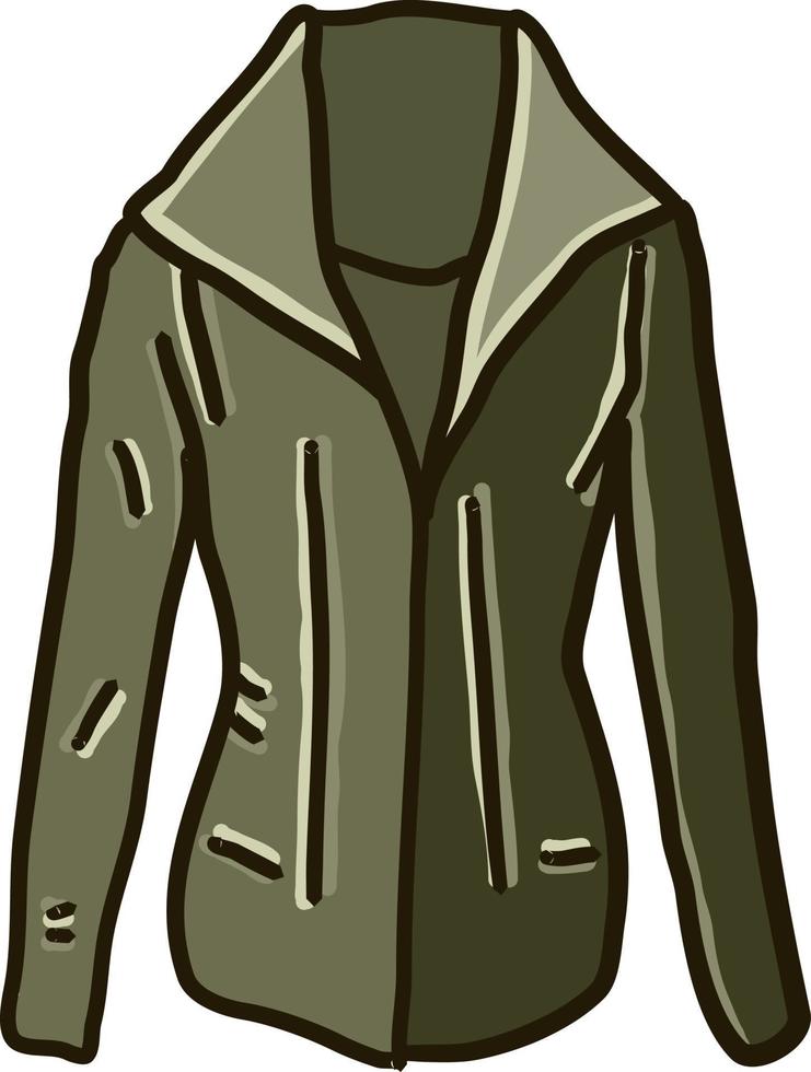 Grüne Jacke, Illustration, Vektor auf weißem Hintergrund.