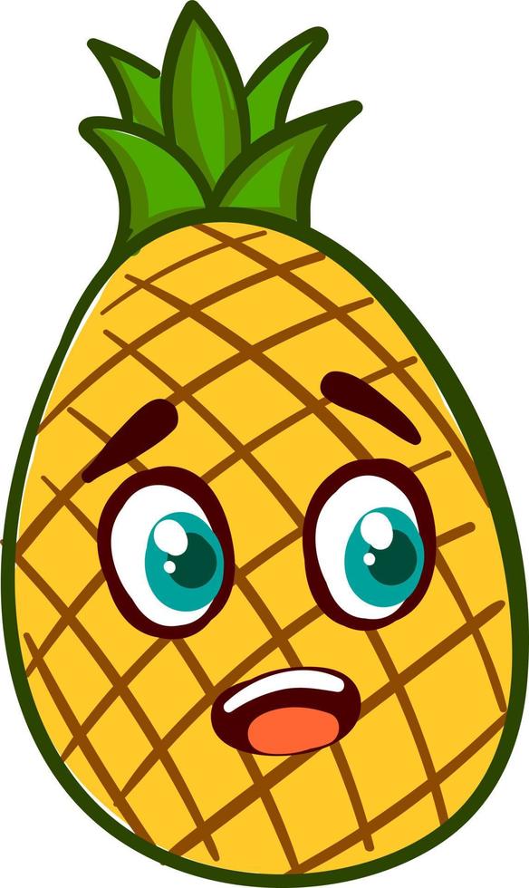 rädd ananas, illustration, vektor på vit bakgrund