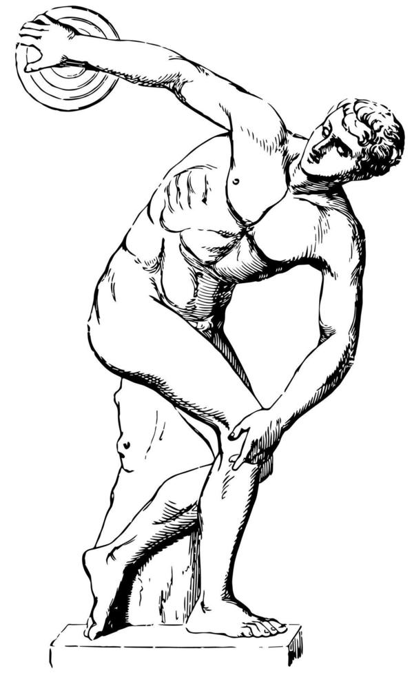 Discobolus ist im Palazzo Massimi in Rom, Vintage-Gravur. vektor