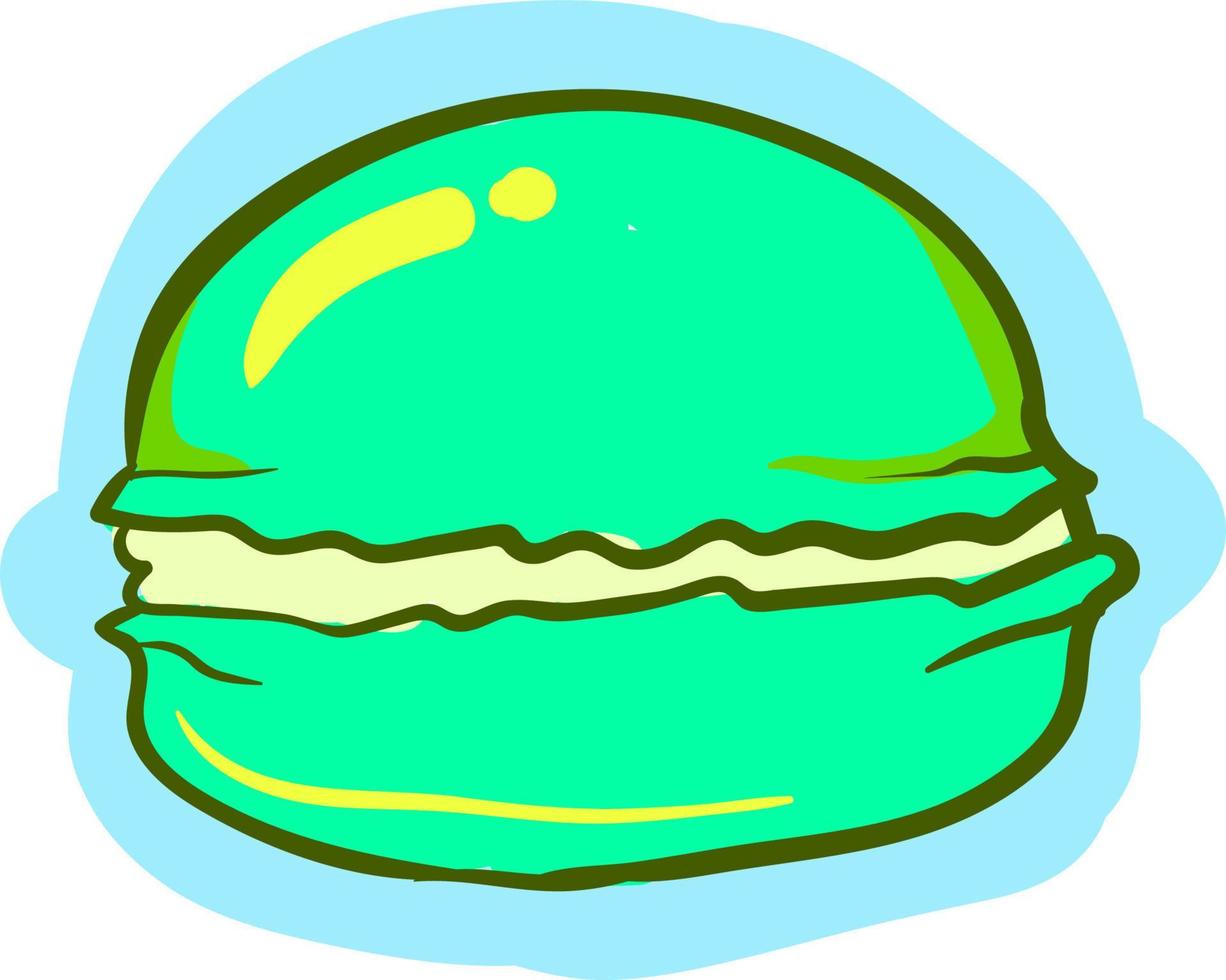 grüne Macaron, Illustration, Vektor auf weißem Hintergrund.
