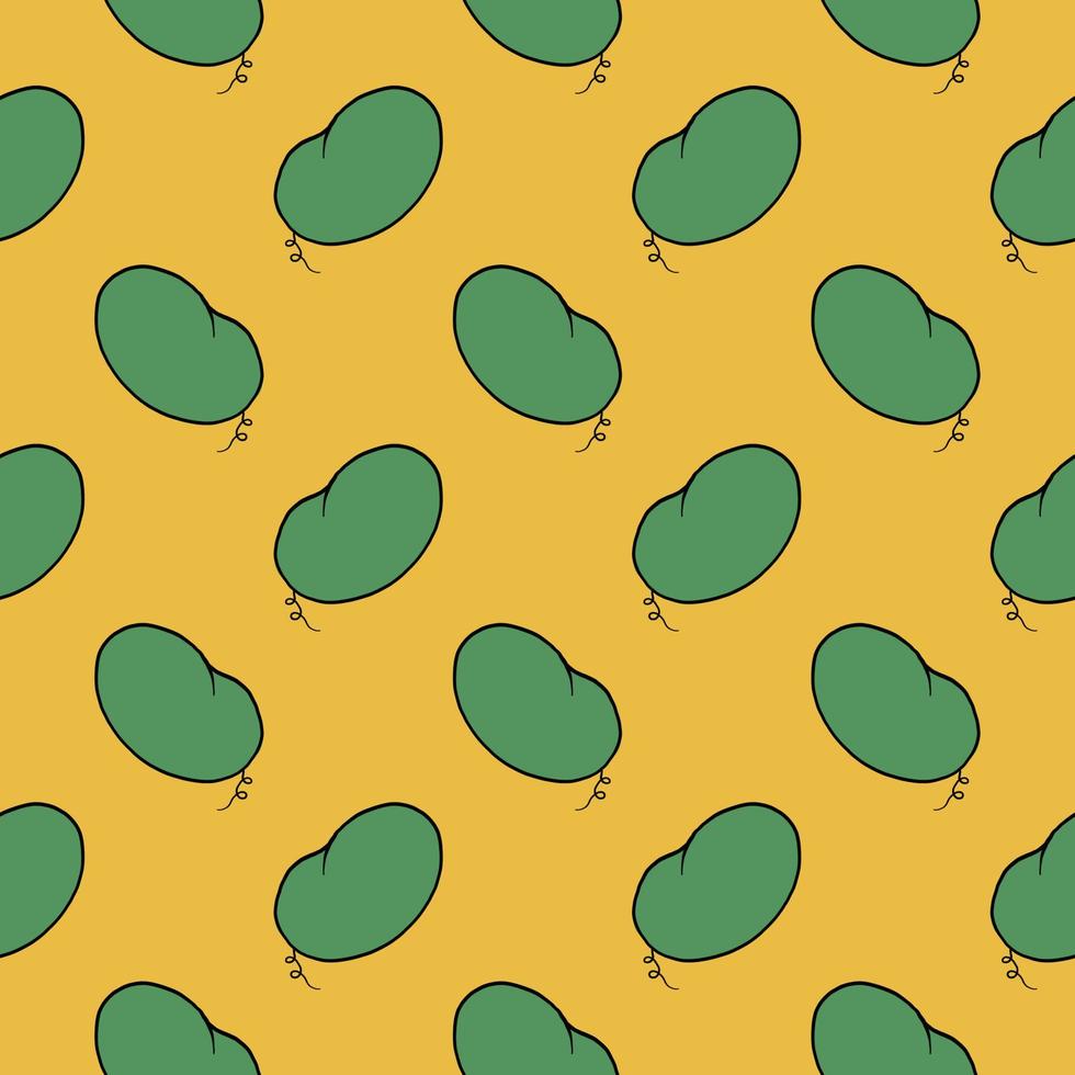 grön böna, sömlös mönster på gul bakgrund. vektor