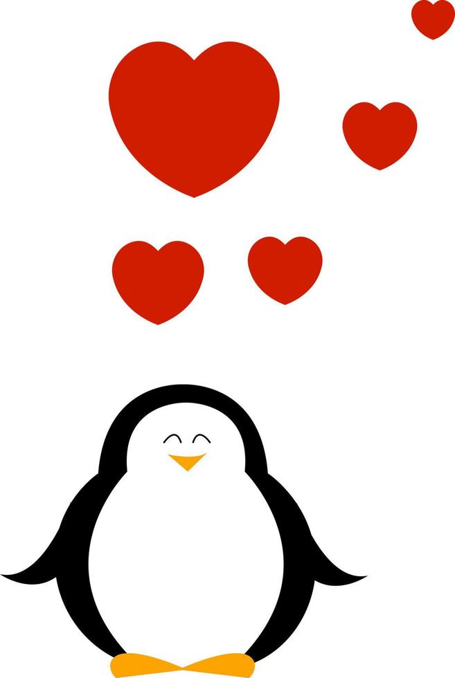pingvin i kärlek, illustration, vektor på vit bakgrund