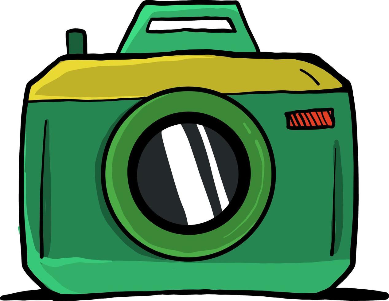 alte grüne Kamera, Illustration, Vektor auf weißem Hintergrund