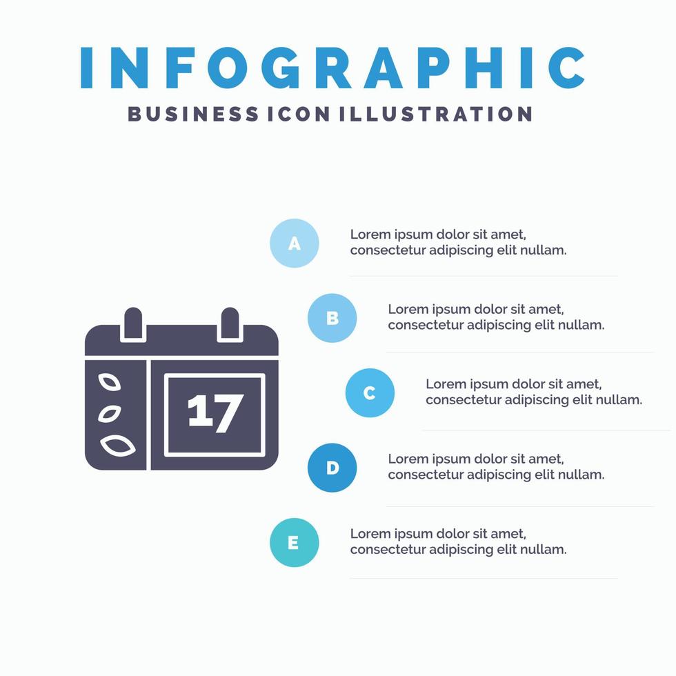 Kalendertag Datum Irland festes Symbol Infografiken 5 Schritte Präsentationshintergrund vektor