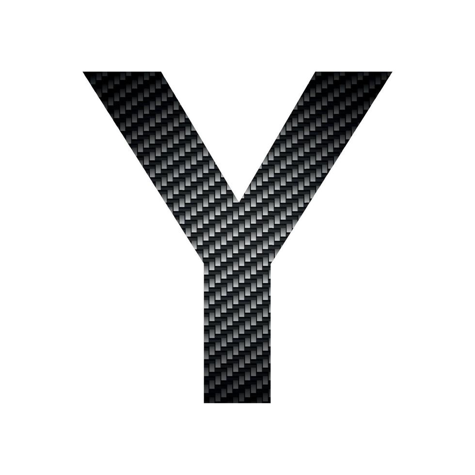 englisches alphabet buchstabe y, kohlenstoff dunkel textur auf weißem hintergrund - vektor