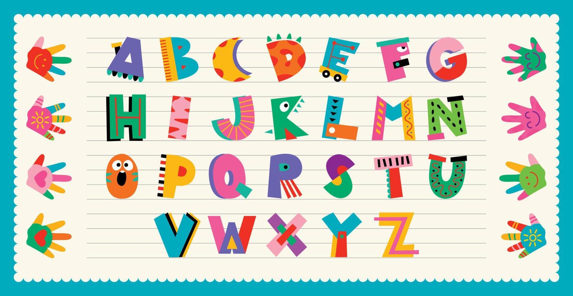 färgrik platt alfabet brev vektor