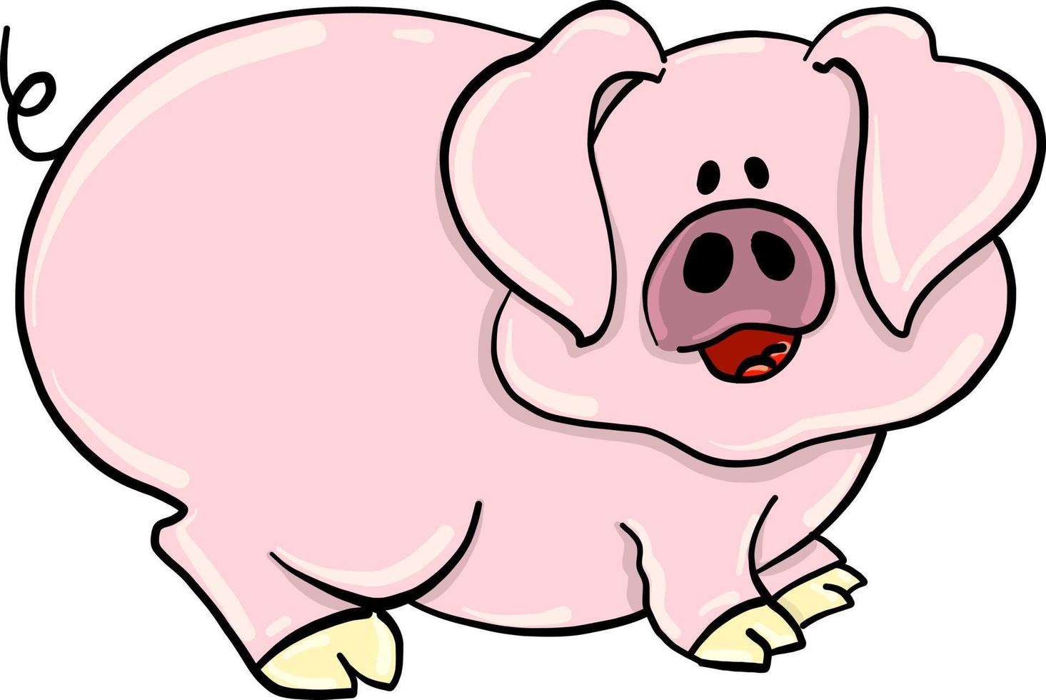 großes rosa Schwein, Illustration, Vektor auf weißem Hintergrund