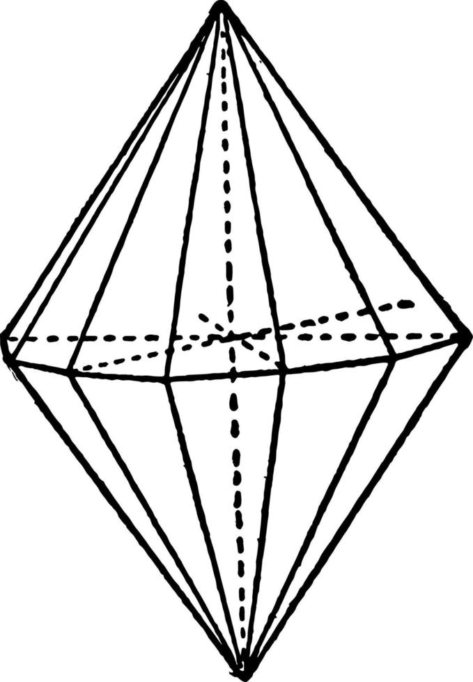 Dihexagonale Pyramide Vintage Illustration. vektor