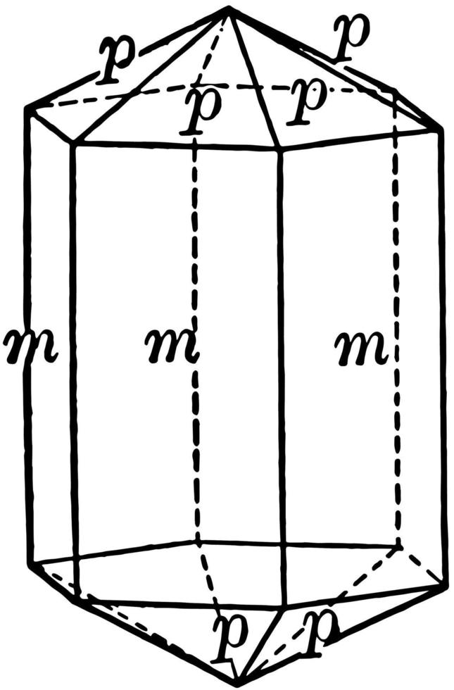 beryll kristall, årgång illustration. vektor