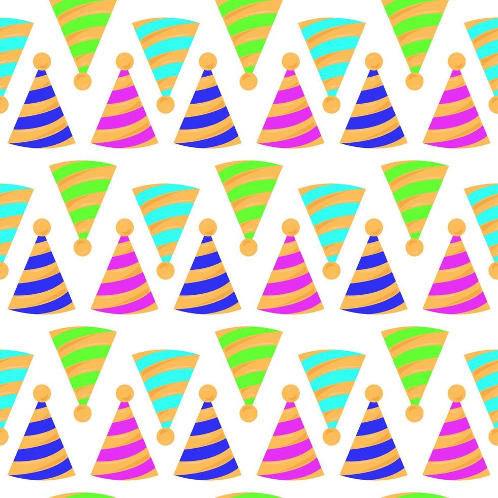 födelsedagar hattar mönster, illustration, vektor på vit bakgrund.