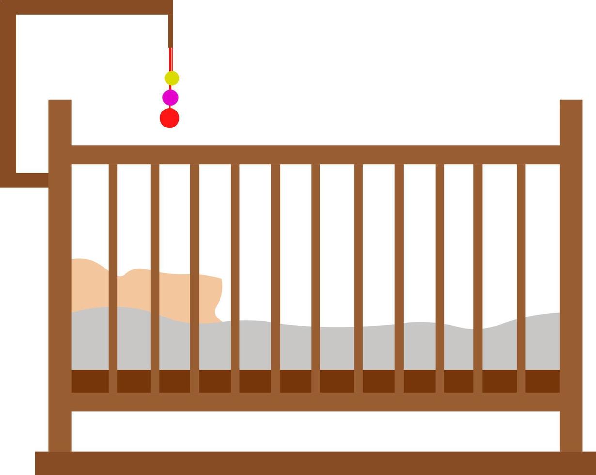 bebis spjälsäng, illustration, vektor på vit bakgrund.