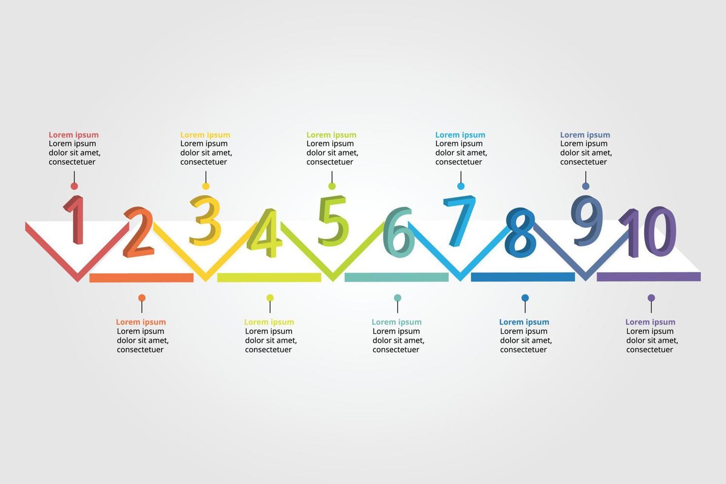 Dreiecksdiagramm-Diagrammvorlage für Infografik zur Präsentation für 10 Elemente vektor