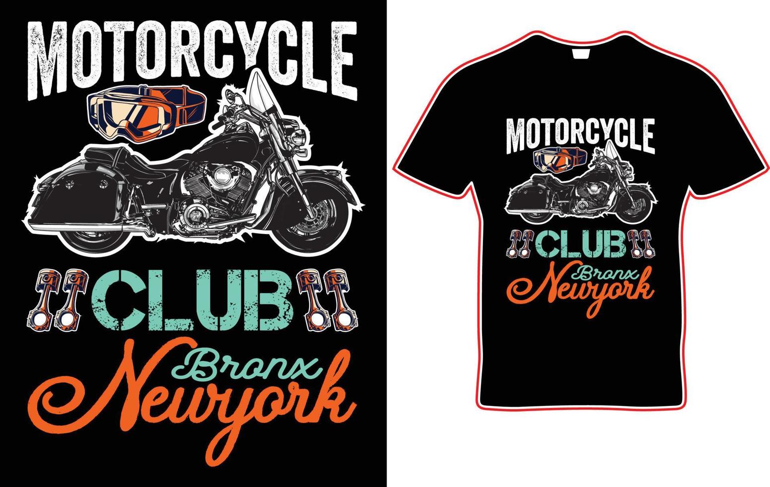 T-Shirt-Design des Motorradclubs Bronx New York. Motorrad-T-Shirt-Design. vektor