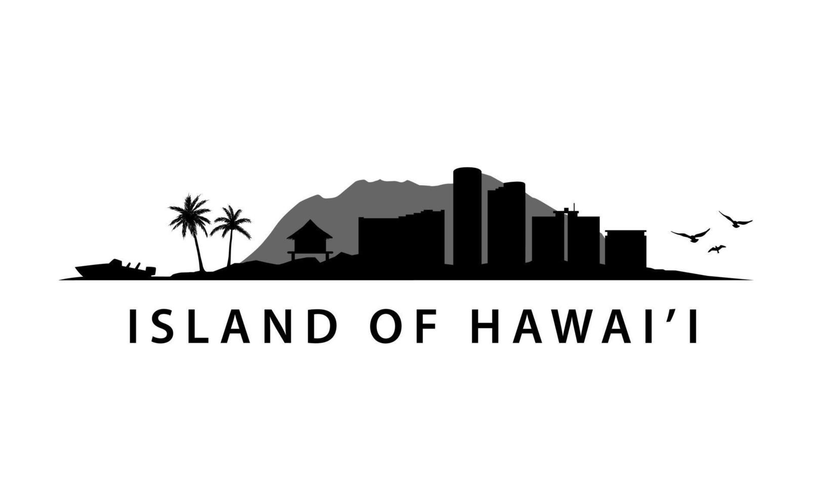 ö av hawai'i amerikan stat i USA horisont landskap vektor grafisk