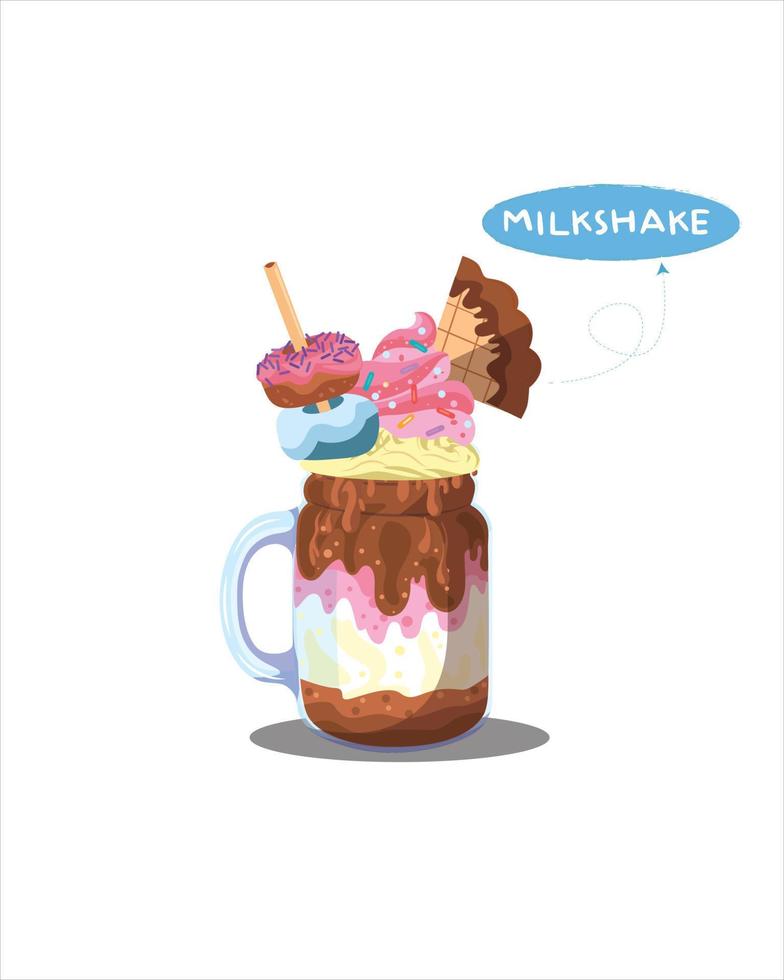 sonderaktionsdesign milchshakes, werbebanner. in einem Glas mit Henkel. verschiedene Eissorten. Vektor-Illustration. vektor