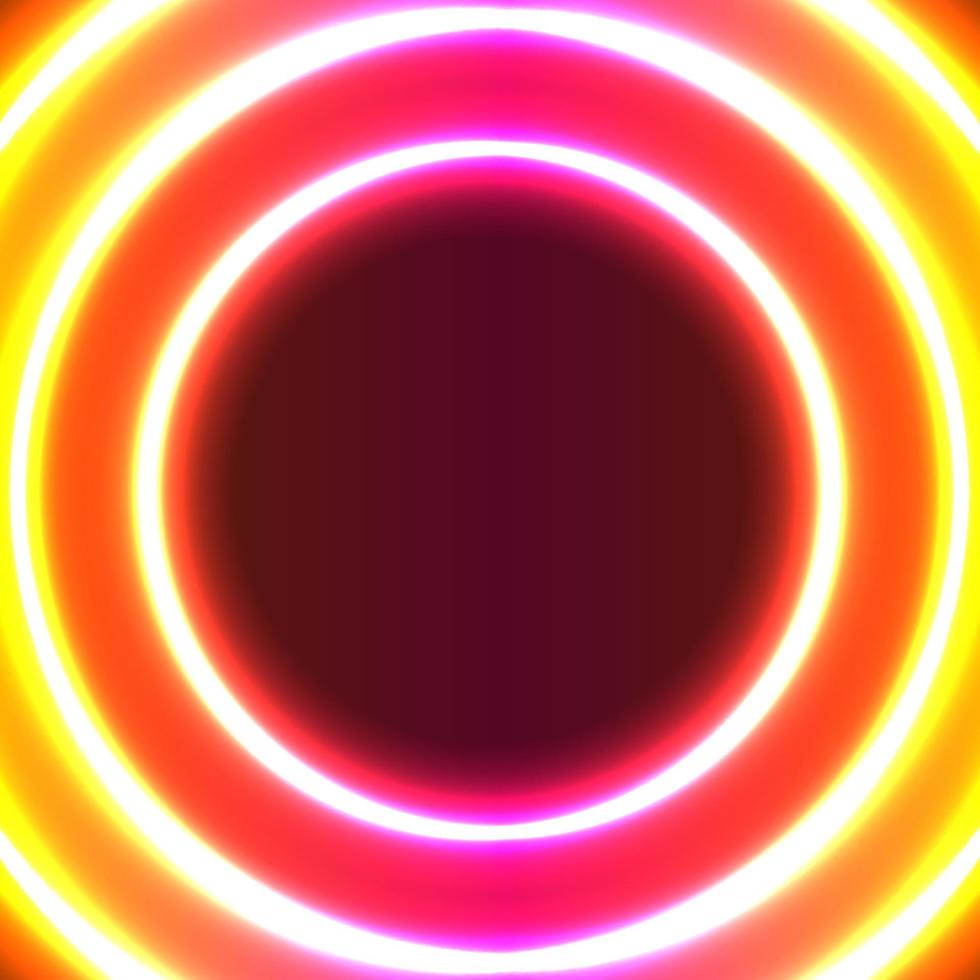orangefarbene Neonkreise auf dunklem Hintergrund vektor