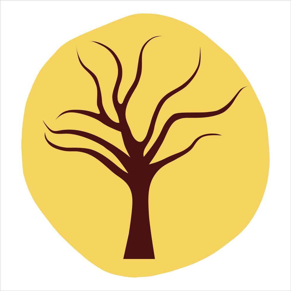 träd illustration med gul bakgrund vektor