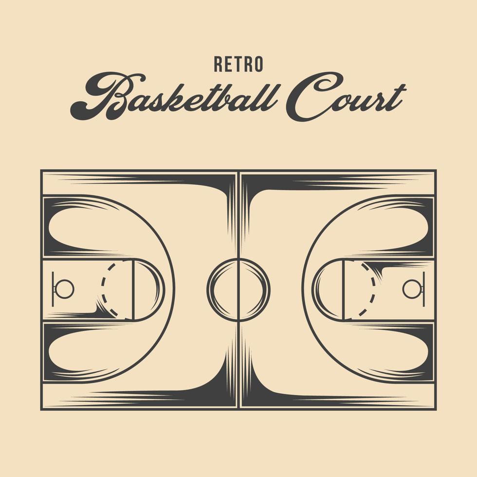 retro basketboll domstol vektor illustration