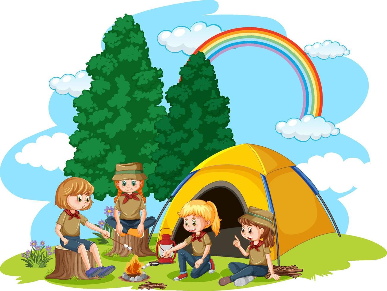 glückliche Kinder im Campingzelt vektor