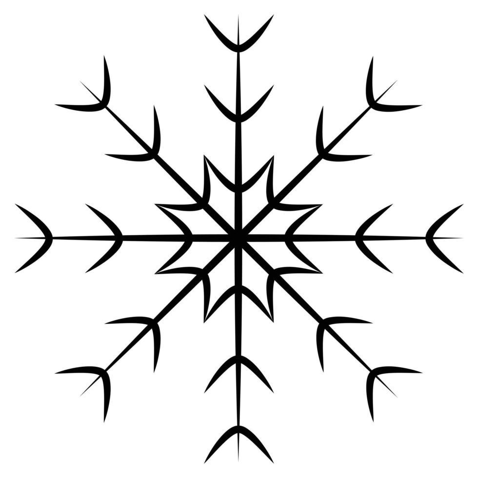 abstrakte umrisszeichnung einer durchbrochenen schneeflocke im minimalistischen stil. Strichzeichnungen. Symbol. isolieren vektor