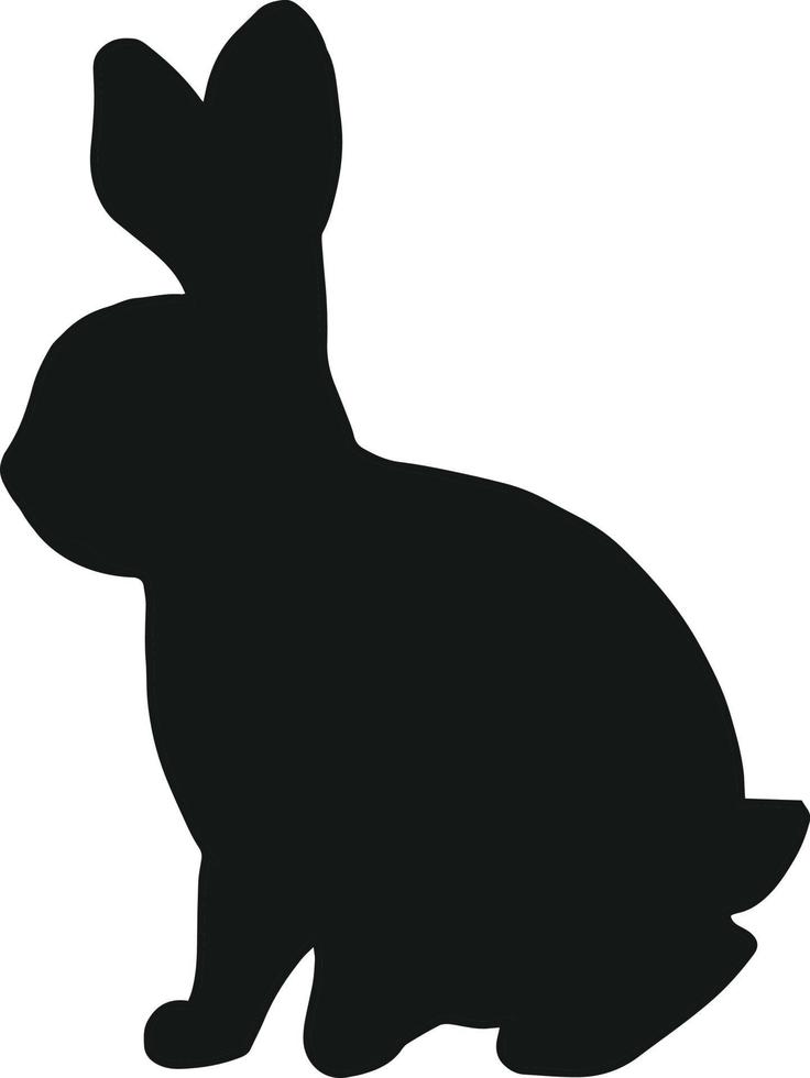 Kaninchen-Silhouette isoliert auf weißem Hintergrund. schwarze handgezeichnete Vektorgrafiken eines Hasen. einfache Vektorillustration eines Tieres vektor