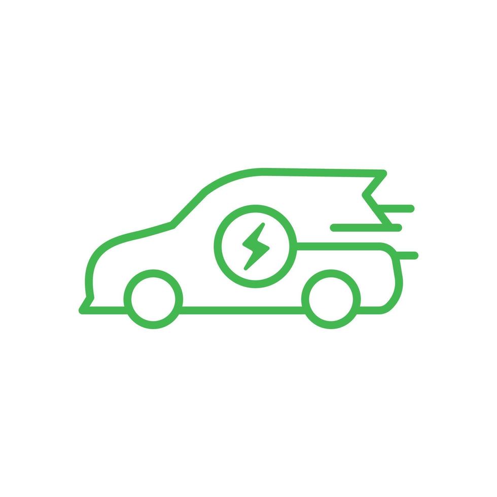 Elektrofahrzeug-Auto-Symbol. ev-Auto umweltfreundliches Fahrzeugsymbol. Vektor