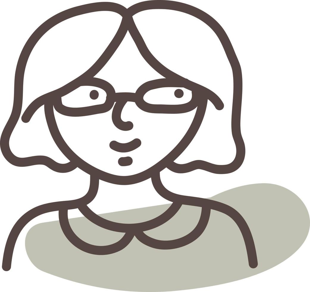 Frau mit kurzen Haaren und Brille, Illustration, Vektor, auf weißem Hintergrund. vektor