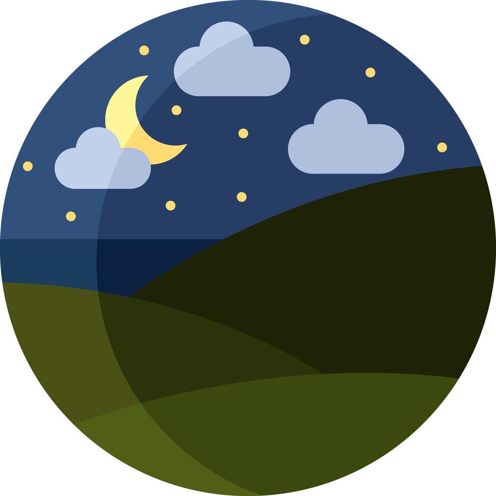molnig natt, ikon illustration, vektor på vit bakgrund