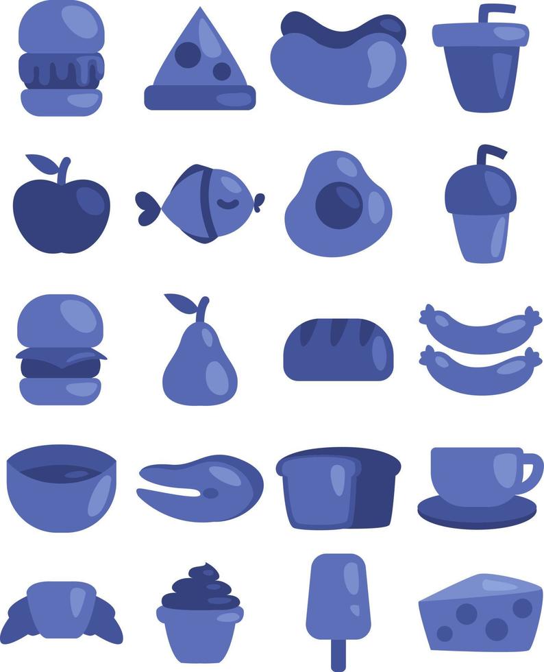 Blaues Essen, Illustration, Vektor auf weißem Hintergrund.