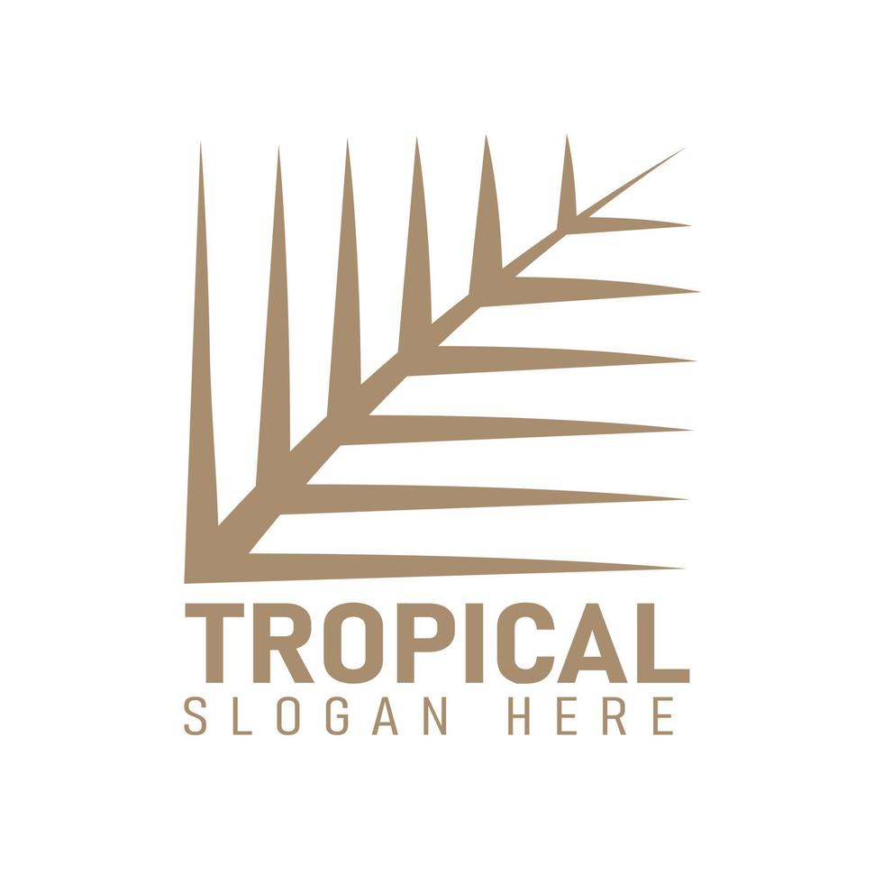 tropisches exotisches wappenillustrationsdesign. goldener Palmblatt-Logo-Vektor. Palmentherapie vektor