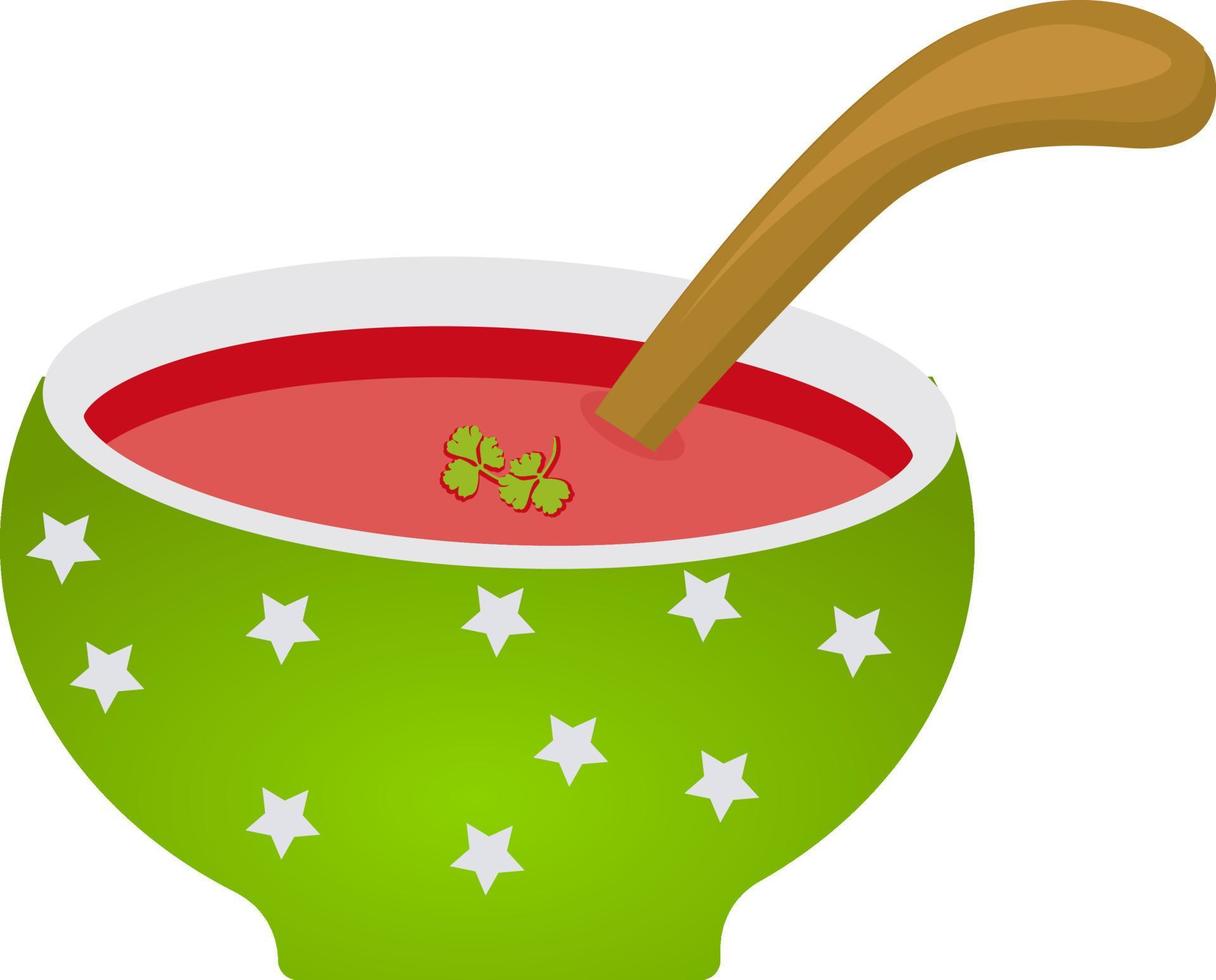 leckere Tomatensuppe, Illustration, Vektor auf weißem Hintergrund.